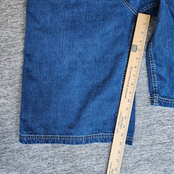 ALAB Blue Denim Shorts Men's 32 Baggy Embroidered Y2K Skater Rave Streetwear - Picture 9 of 12